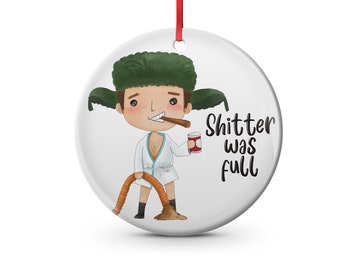 Merry Christmas, shitter's full ceramic Christmas ornament, national lampoon Christmas vacation Eddie watercolor