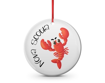 Cute Nova Scotia Lobster ceramic Christmas ornament, maritimes Atlantic Canada,ocean, east coast,