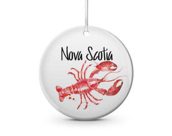 Nova Scotia Lobster ceramic Christmas ornament, maritimes Atlantic Canada,ocean, east coast,