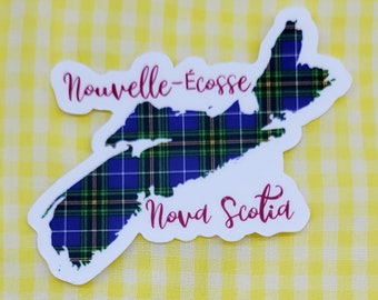 Nova Scotia Nouvelle- Écosse Waterproof Vinyl Sticker -  for laptops, water bottles, journals measures 3 x 2.5 inches