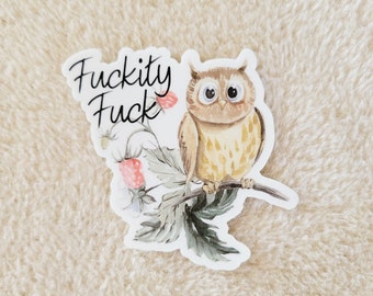 Woodland owl Fu*city F*ck - Waterproof Vinyl Sticker -  for laptops, water bottles, journals measures 3 x 3 inches