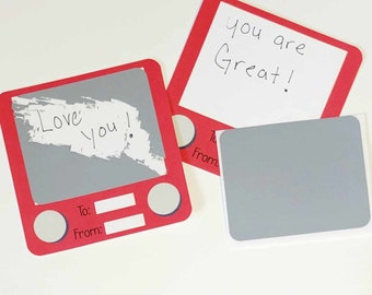 Etch 80's scratch off valentine kit -comes with scratch off stickers to cover words  SETS of 6. WITH box for To and From