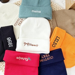 Custom Embroidered Beanie Hat |  Unisex Beanie Hat | Custom Logo/Text Hats | Winter Beanies Warm Hats, Christmas Gift