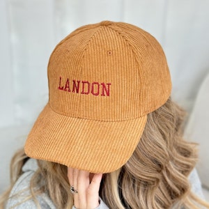 Custom Embroidered Corduroy Hat | Personalized Text City Name Baseball Cap | Custom Logo | Bachelorette Party Hats | Sorority Gift
