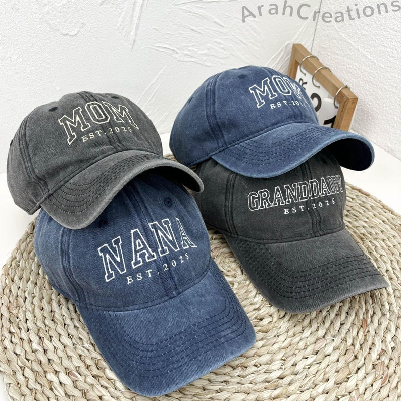 Custom Dad Embroidered Hat | Personalized Grandpa Hat with Est Year | Pregnancy Announcement | New Dad Gift | Fathers Day Gift for Dad, Papa