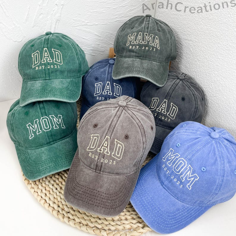 Custom Dad Embroidered Hat | Personalized Grandpa Hat with Est Year | Pregnancy Announcement | New Dad Gift | Fathers Day Gift for Dad, Papa