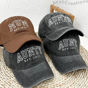 Embroidered Auntie Hat | Custom Mama Hat | Unisex Baseball Cap | Perfect Gift for New Aunts | Mothers Day, Birthday Gift for Mom, Aunt, Nana