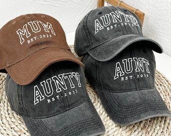 Embroidered Auntie Hat | Custom Mama Hat | Unisex Baseball Cap | Perfect Gift for New Aunts | Mothers Day, Birthday Gift for Mom, Aunt, Nana
