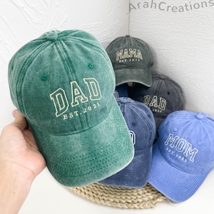 Custom Dad Embroidered Hat | Personalized Grandpa Hat with Est Year | Pregnancy Announcement | New Dad Gift | Fathers Day Gift for Dad, Papa