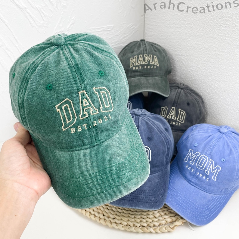 Custom Dad Embroidered Hat | Personalized Grandpa Hat with Est Year | Pregnancy Announcement | New Dad Gift | Fathers Day Gift for Dad, Papa