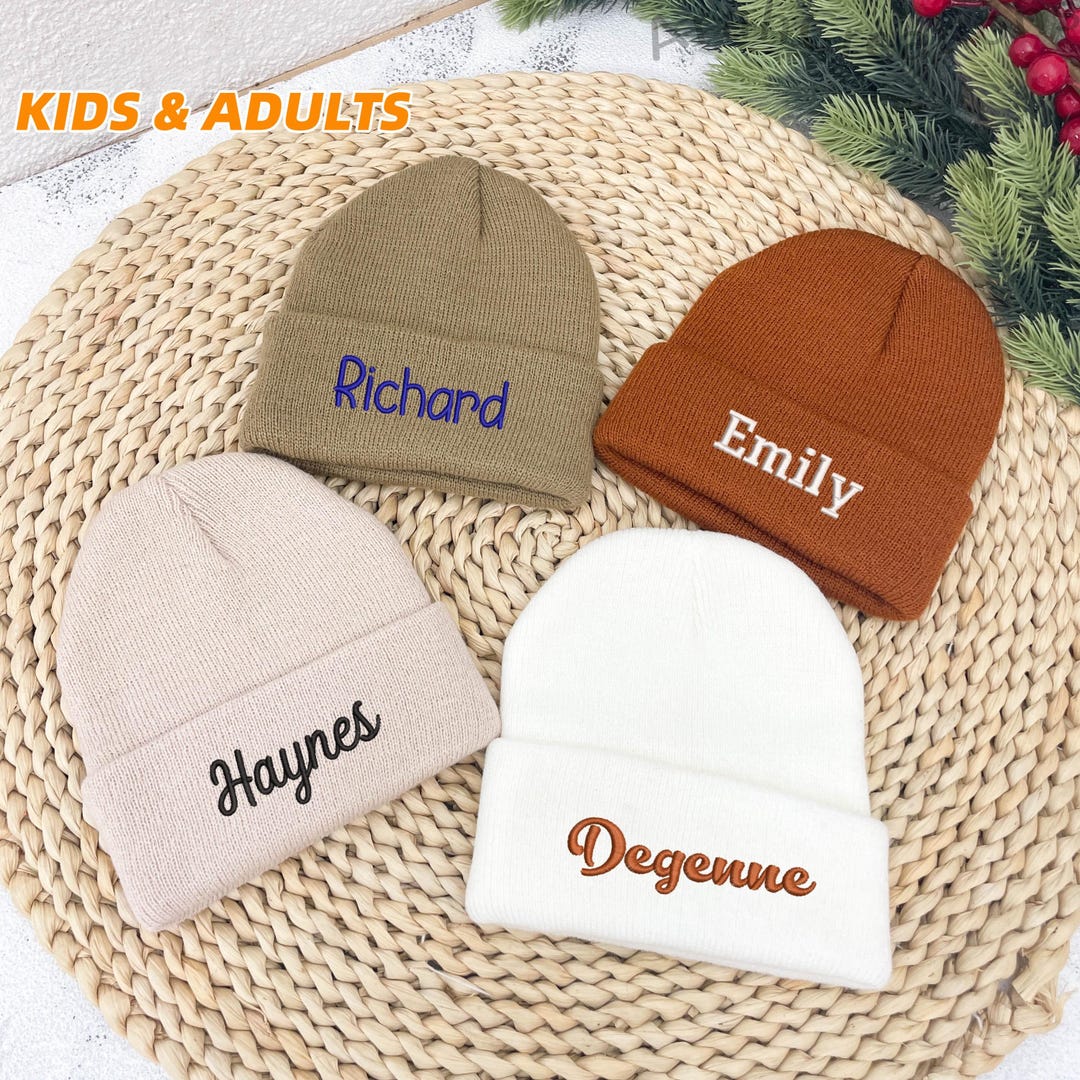 Embroidered Name Newborn Beanie Hat | Personalized Kids Name Hat ...