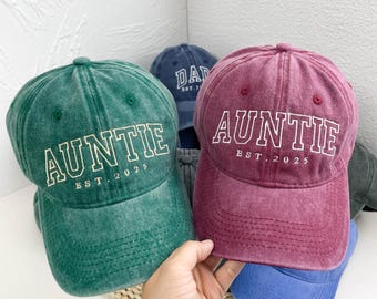 Custom Auntie Embroidered Hat | Personalized Baseball Cap for Aunts | Gift for New Aunts | Birthday, Mothers Day Gift for Mom, Auntie