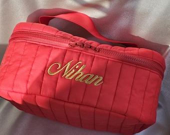 Personalized Quilted Hair Tool Bag Custom Embroidered Travel Case