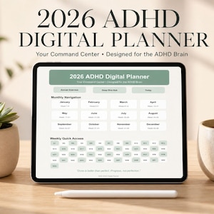 ADHD Planner For Adults, Neurodivergent Daily Organizer, GoodNotes Journal, iPad Tracker, Workbook (Digital Download)