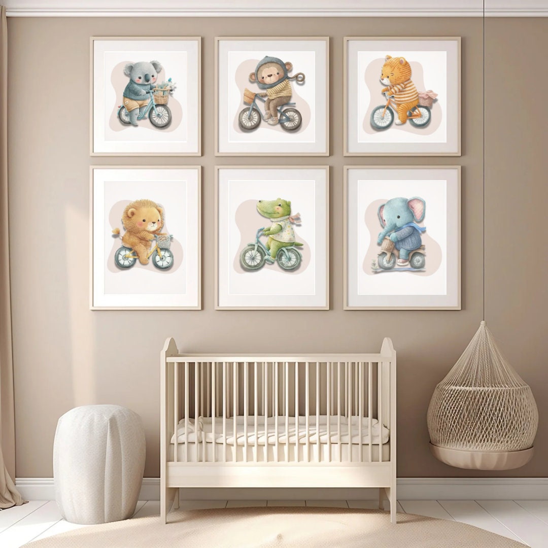 Set of 6 Zoo Animal Prints | Baby Room | Kid Room | Baby Boy Girl ...
