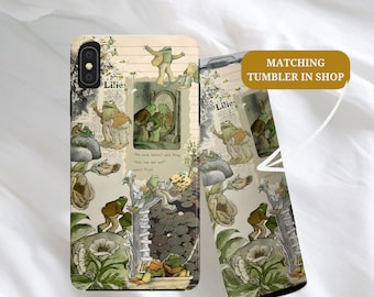 Frog and Toad collage telefoonhoesje Vintage Frog telefoonhoesje collage iPhone15 14 13 12 11 Pro Max 8 Plus X, Samsung Galaxy S23 S22 S20 Ultra