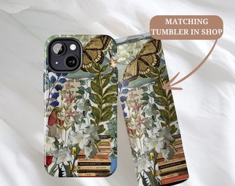 Butterfly Cottagecore Collage Phone Case: Botanical Nature Art