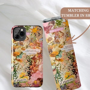 Rosa Vintage estética Cottagecore Scrapbook Collage funda de teléfono Botánico Lindo regalo de naturaleza Funda de teléfono iPhone 15 14 13 12 11 X 8 9 Pro Max