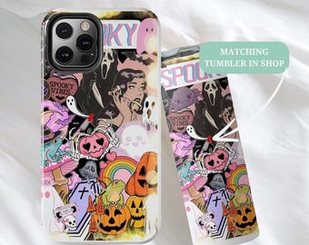 Halloween Phone Case Retro vintage junk journal Groovy Collage Gift iPhone15 14 13 12 11Pro Max 8 Plus X Samsung GalaxyS24 S22 S20 Ultra