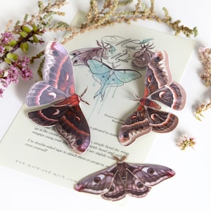 Earth-tone Realistic Paper Moth, Double-sided, Butterfly Paper-cut Decorations, Faux Moth Autumn Cecropia and Emperor Moth 3 Piece Set image 8