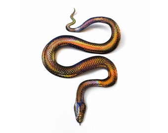 SALE -Realistic Foil Embellished Paper Snake, Double-sided, Holographic Gold Rainbow Snake Paper-cut Craft Cutouts - "Goddess" - 1 Piece Set