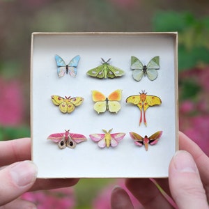 Tiny Yellow Paper Butterflies, Realistic Double-Sided Print, Miniature Paper Cut Butterfly Craft Cutouts - "Utopia" Micro 15 Piece Set