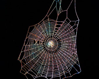 Realistic Holographic Spiderweb for Halloween, Paper-cut Craft Cutouts, Vinyl Holo Spiderweb