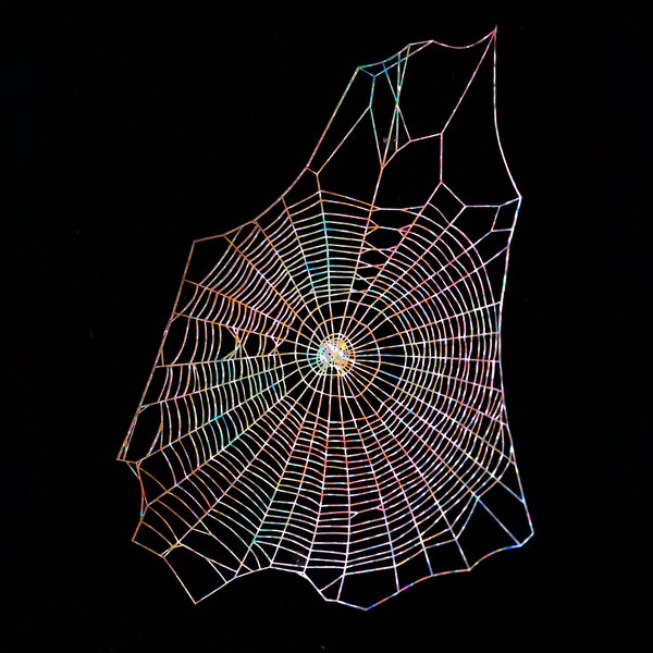 Realistic Holographic Spiderweb for Halloween, Paper-cut Craft Cutouts, Vinyl Holo Spiderweb