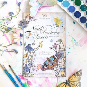 Watercolor Coloring Book "North American Butterflies" Realistic Lasercut Set of 9 Butterflies and Moths