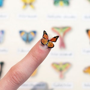 Petits papillons en papier arc-en-ciel, impression recto-verso réaliste, découpes miniatures de papillons en papier - Ensemble de 15 pièces « Tulipe »