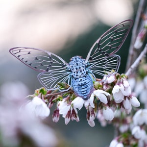 Realistic Paper Cicada, Double-sided, Butterfly Paper-cut Craft Cutouts, Faux Ghost Cicada 3 Piece Set image 3