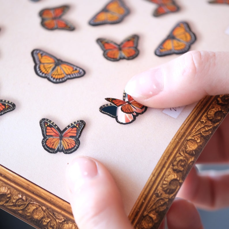 17x Realistic Micro Paper Monarch, Double-Sided, Tiny Paper Cut Butterfly Craft Cutouts Marmalade Micro Monarch Butterfly 17 Piece Set image 6