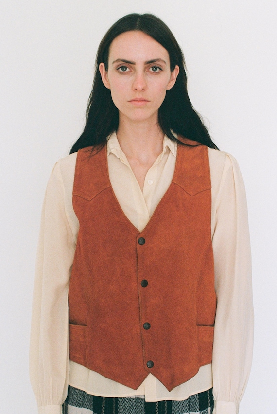 1990s Burnt Orange Leather Vest