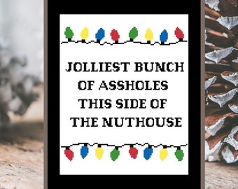 Jolliest bunch of a holes - Christmas decor - cross stitch pattern