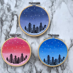 Night Forest Small Cross Stitch (Ornament)