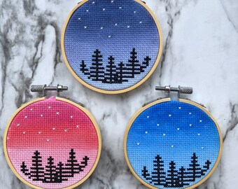 Night Forest Small Cross Stitch (Ornament)