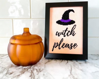 Bruja por favor - Patrón punto de cruz pdf - decoración halloween