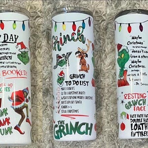 grinch tumbler, Christmas tumbler, custom tumbler, sublimation tumbler