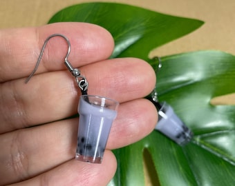 Pendientes Taro Bubble tea Boba -Handmadejewelry/Pendientes Kawaii/pendientes lindos/bubbletea / boba lover/bubble/tealover/pendientes/regalo para ella