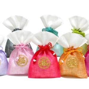 Handcrafted Korean Lucky Bag Pouches – Traditional Hanbok-Inspired Design, Perfect for Gifts and Keepsakes
