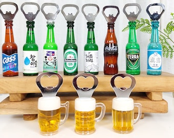 Cute Kawaii Bottle Openers - Korean Beers & Soju Bottle - Cass/ Terra/Soju /Jinro/makgeolli/ Chamisul/Korean alcohol/Korean liquor/fun gift