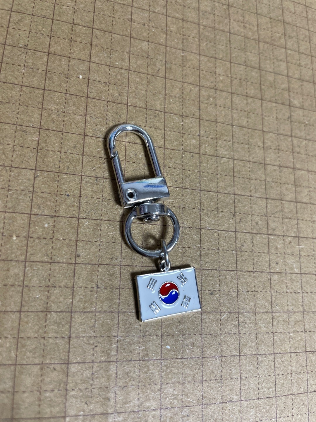 Mini Size Korean Flag Keychainset Of4 - Silver/ Keyholder