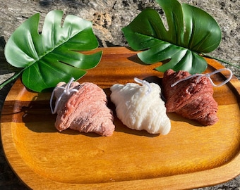 Croissant Duftkerze | Von der Bäckerei inspirierte Sojawachs-Kerze | Erhältlich in Weiß, Beige und Braun (Schokolade) | Geschenk für Gebäckliebhaber