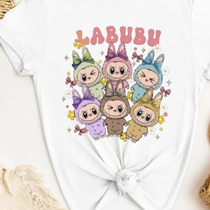 Labubu Shirt Funny Labubu T-shirt Pop Mart Fan Top Kawaii Labubu Inspired Shirt Gift For Labubu Fans Harajuku Style Animal Tee