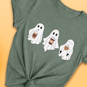 Cute Spooky Coffee Sweatshirt, Women Ghost Sweatshirt, Spooky Season, Fall Coffee Lover Shirt, Halloween Party Shirt, Fall Graphic Shirt