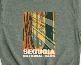 T-Shirt Homme Sequoia National Park California - Imprimé Arbre Géant, Coton, Neuf