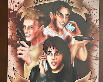 Scream Movie Art Print: Sidney, Billy, Stu Illustration (12x18)