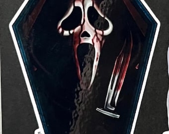 Ghost mask coffin sticker