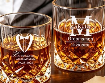 Whiskyglas till marskalkar, presentidé till marskalkar, graverad gammaldags, personliga marskalkar, present till best man, presenter till frieri till marskalkar