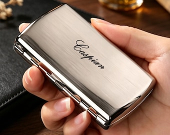 Personligt graverat silvercigarettfodral för 12 x 85 mm föremål, minimalistisk stil